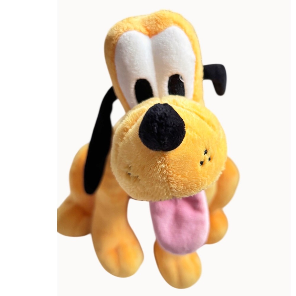 Disney Store Pluto Plush Dog Green Collar Tongue Out Stuffed Animal Mickey - Picture 2 of 5